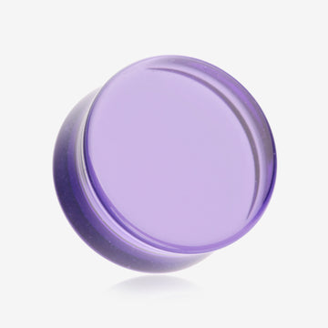 A Pair of Flat Glass Double Flared Plug-Purple